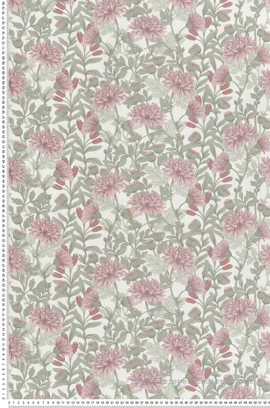 Haute Qualité Papier Peint Fleur Oeillets rose vert - Flora d‘Ugépa Réf. UGP-M88203