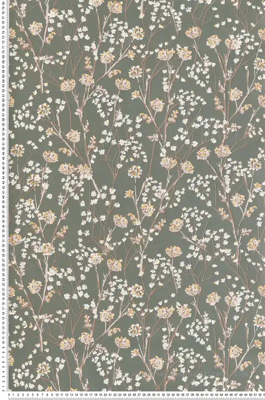 Retour Gratuit Papier Peint Fleurs Tiges Sauvages vert argile - Flora d‘Ugépa Réf. UGP-M88004