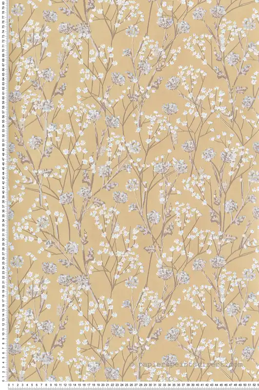 Promotion Saisonnière Papier Peint Fleurs Tiges Sauvages jaune - Flora d‘Ugépa Réf. UGP-M88002