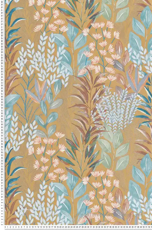 Papier Peint Feuillage Flora Métallisé curry - Flora d‘Ugépa Réf. UGP-M86902 Meilleure Vente