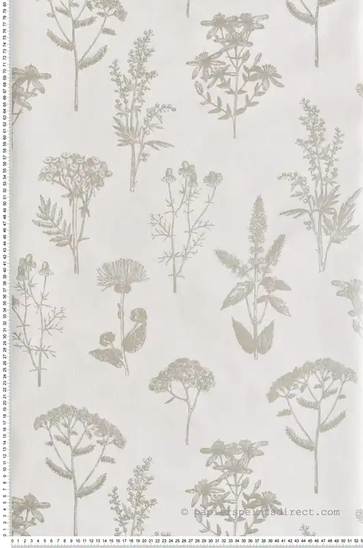 Réduction Papier Peint Graminées Scandinave métallisé beige argenté - Flora d‘Ugépa Réf. UGP-M80507