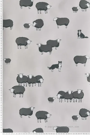 Vente Flash Papier peint Mouton Nip et Lassie Slaked Lime Dark - Storybook Papers de Little Greene Réf. 0231NISLAKE