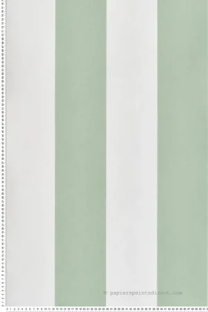 Papier peint Rayure Broad Stripe Pea Green - Storybook Papers de Little Greene Réf. 0231BSPEAGR Marque