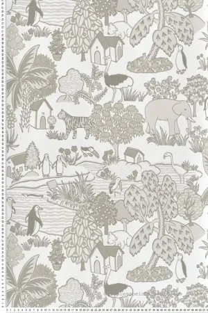 Papier peint Animal Kingdom Portland Stone - Storybook Papers de Little Greene Réf. 0231ANPORTL Promotion Saisonnière