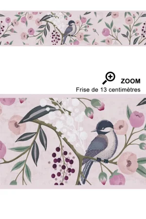 Frise enfant Fleur Oiseau violet rose - Lilly & Luis d‘A.S. Création Réf. AS-771371 Offre Limitée