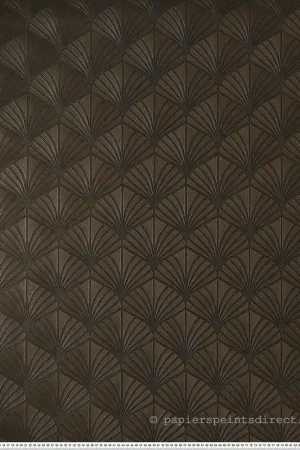 Haute Qualité Papier peint Palmette Art Déco Néréide noir mordoré - Magnitude de Casamance Réf. CAS-76651936