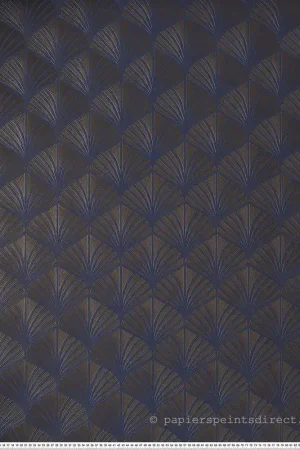 Papier peint Palmette Art Déco Néréide bleu roi mordoré - Magnitude de Casamance Réf. CAS-76651630 Affaire À Saisir