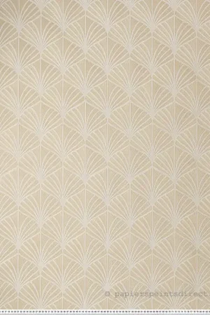 Nouveauté Papier peint Palmette Art Déco Néréide blanc doré - Magnitude de Casamance Réf. CAS-76651120