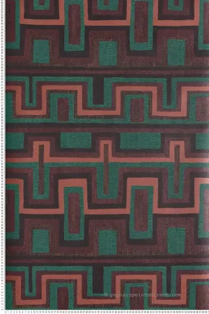 Petit Prix Papier peint Géométrie Tapis Morelos vert émeraude - Amani de Masureel Réf. MAS-AMA005