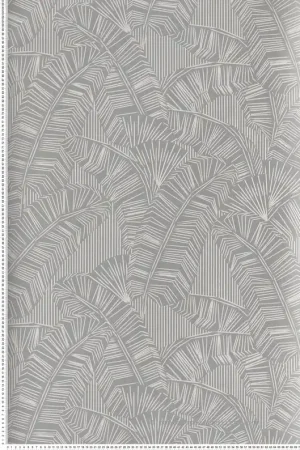 Promotion Saisonnière Papier peint Feuille Graphique Solana gris perle - Amani de Masureel Réf. MAS-AMA404