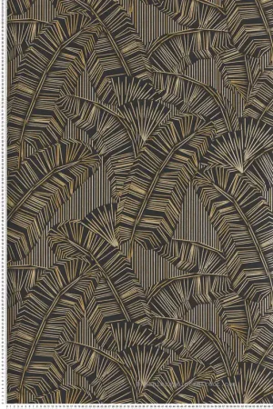 Bon Marché Papier peint Feuille Graphique Solana mordoré - Amani de Masureel Réf. MAS-AMA402