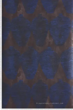 Remise Papier peint Vase Ethnique Hemia indigo métallisé - Terra de Masureel Réf. MAS-TER205