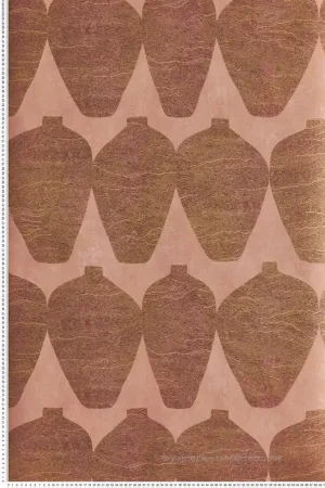 Papier peint Vase Ethnique Hemia vieux rose doré - Terra de Masureel Réf. MAS-TER203 Meilleur Prix