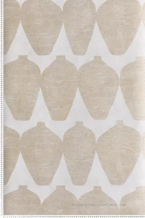 Meilleure Vente Papier peint Vase Ethnique Hemia beige métallisé - Terra de Masureel Réf. MAS-TER201