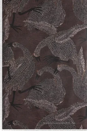 Achat Immédiat Papier peint Oiseau Pintade Guinea aubergine métallisé - Terra de Masureel Réf. MAS-TER104