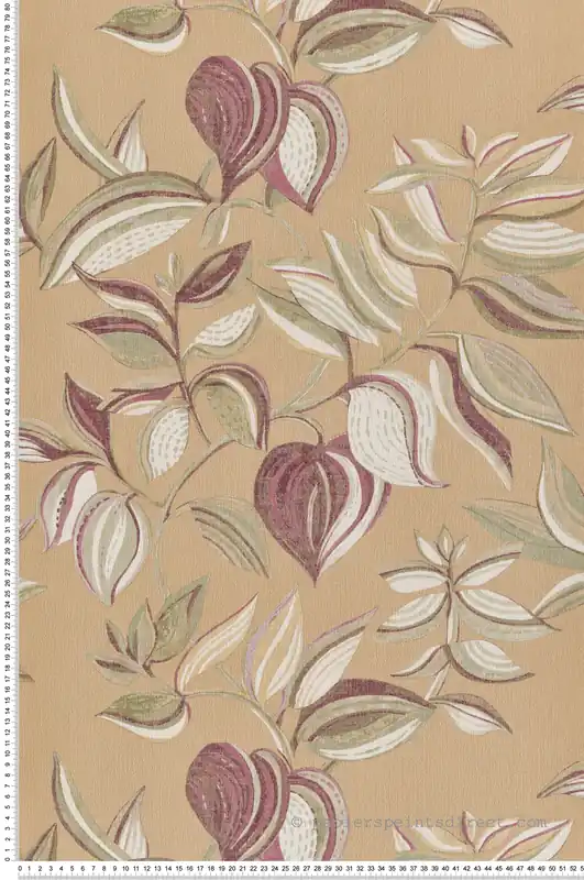 Papier peint Feuillage Art prune beige - Jaipur de Montecolino Réf. MC-26438 Top Vente