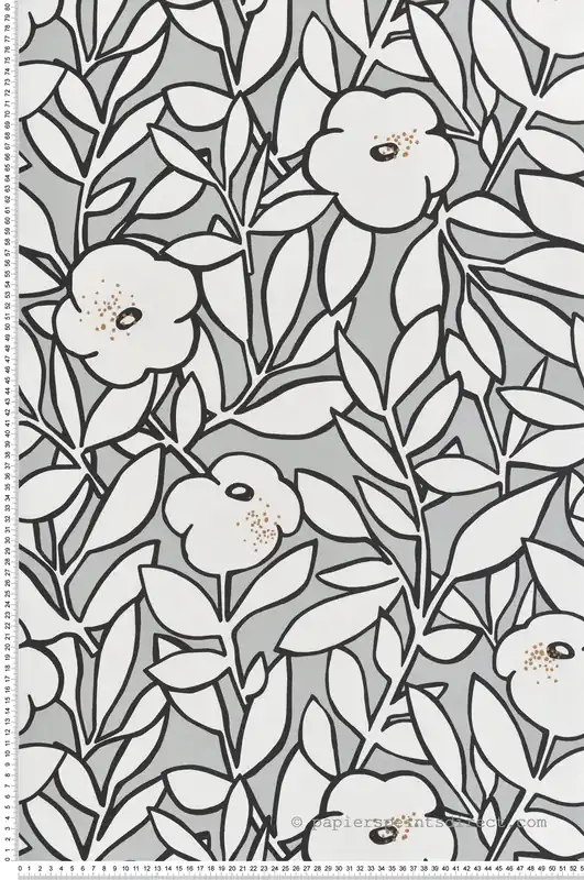 Satisfait Ou Remboursé Papier peint Fleur 70s Scintille gris bleuté - Dolce Vita de Lutèce Réf. LTC-11230209
