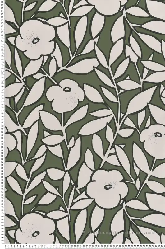 Meilleure Vente Papier peint Fleur 70s Scintille vert fougère - Dolce Vita de Lutèce Réf. LTC-11230204