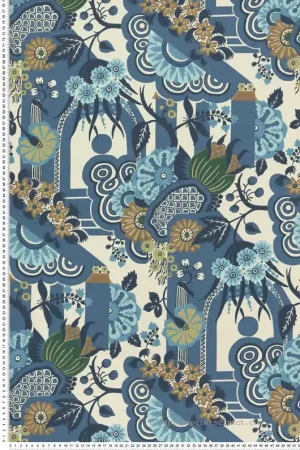 Nouvelle Collection Papier peint Pineapple Garden bleu - V&A Decorative Papers II d‘Initiales Réf. INI-2412-175-05