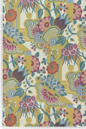 Dernière Chance Papier peint Pineapple Garden jaune rose - V&A Decorative Papers II d‘Initiales Réf. INI-2412-175-01