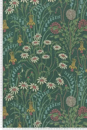 Satisfait Ou Remboursé Papier peint Marguerite Flower Meadow vert - V&A Decorative Papers II d‘Initiales Réf. INI-2412-178-02
