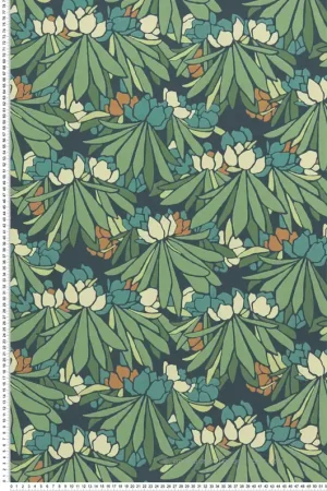 Affaire À Saisir Papier peint Fleur Rhododendron vert bleu - V&A Decorative Papers II d‘Initiales Réf. INI-2412-176-03