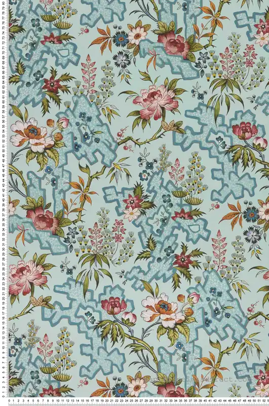 Promotion Saisonnière Papier peint Aquarelle Kilburn‘s Maze bleu céleste - V&A Decorative Papers II d‘Initiales Réf. INI-2412-180-05