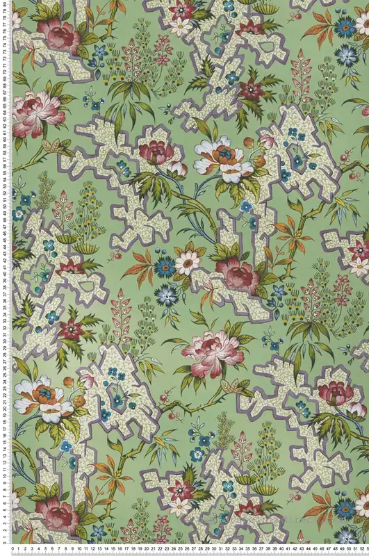 Papier peint Aquarelle Kilburn‘s Maze vert - V&A Decorative Papers II d‘Initiales Réf. INI-2412-180-04 Prix Cassé