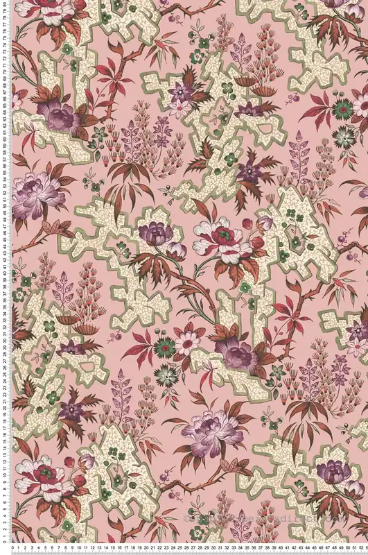Papier peint Aquarelle Kilburn‘s Maze rose - V&A Decorative Papers II d‘Initiales Réf. INI-2412-180-03 Quantité Limitée