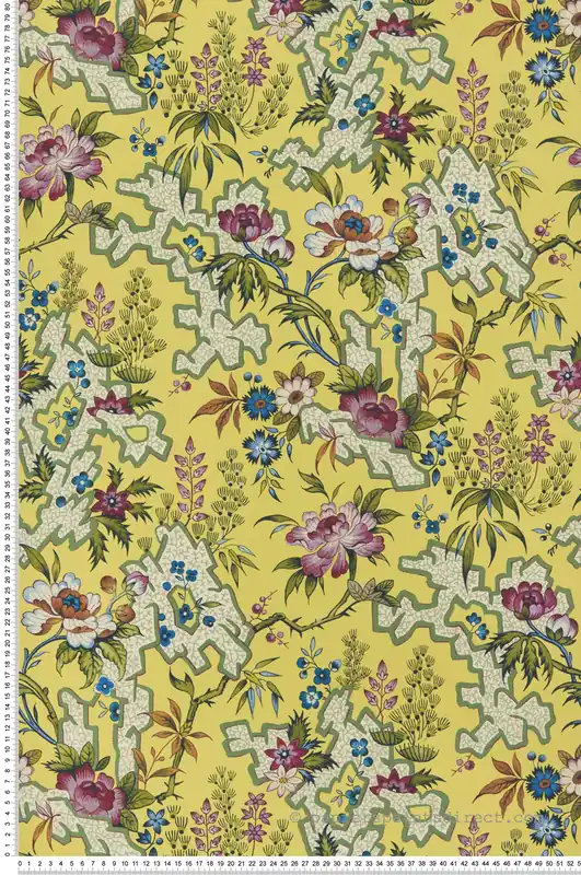 Paiement Sécurisé Papier peint Aquarelle Kilburn‘s Maze jaune citron - V&A Decorative Papers II d‘Initiales Réf. INI-2412-180-01