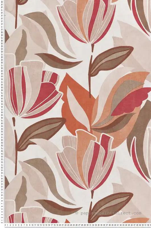 Meilleure Vente Papier peint Tulipe Printemps rouge corail - Dolce Vita de Lutèce Réf. LTC-11230710