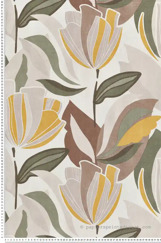 Papier peint Tulipe Printemps moutarde vert - Dolce Vita de Lutèce Réf. LTC-11230702 Commander Maintenant