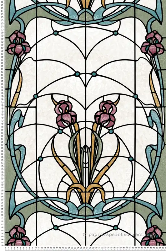 Papier Peint Vitrail Fleur prune bleu - Artifice d‘Ugépa Réf. UGP-M79310 Populaire