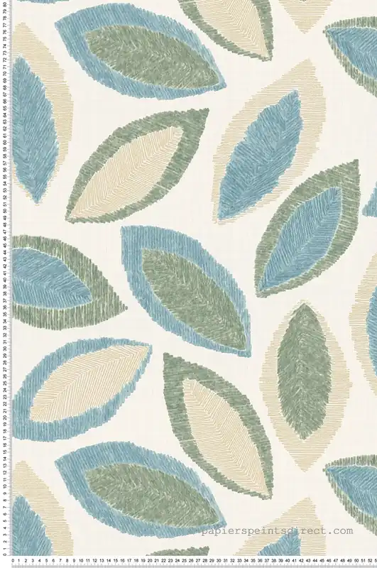 Papier peint Feuille Craft vert bleu - Abaca de Lutèce Réf. LTC-51232814 Bon Plan