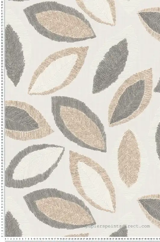 Prix Promo Papier peint Feuille Craft poivre ficelle - Abaca de Lutèce Réf. LTC-51232809