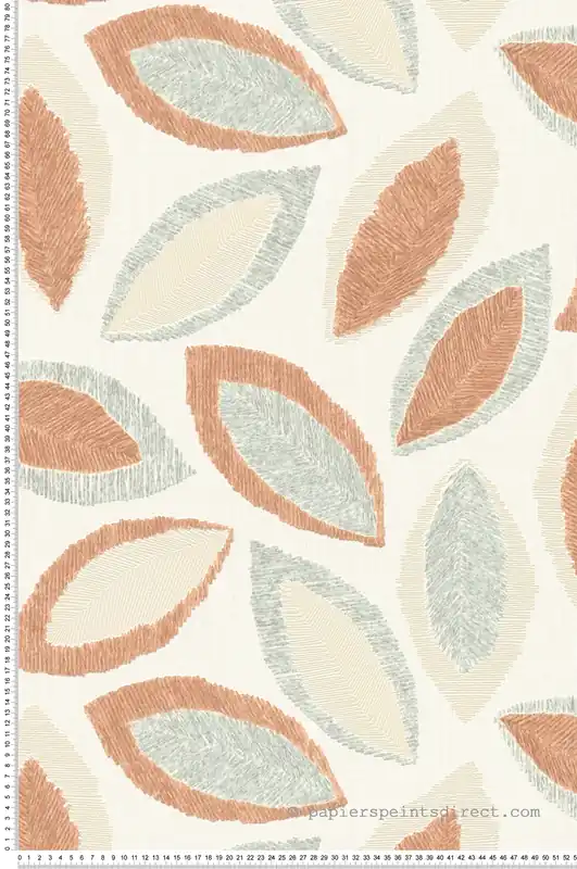 Papier peint Feuille Craft terracotta bleu d‘eau - Abaca de Lutèce Réf. LTC-51232804 Commande En Gros
