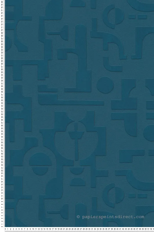 Nouveauté Papier peint Géométrique Empreintes bleu paon - Abaca de Lutèce Réf. LTC-51232501