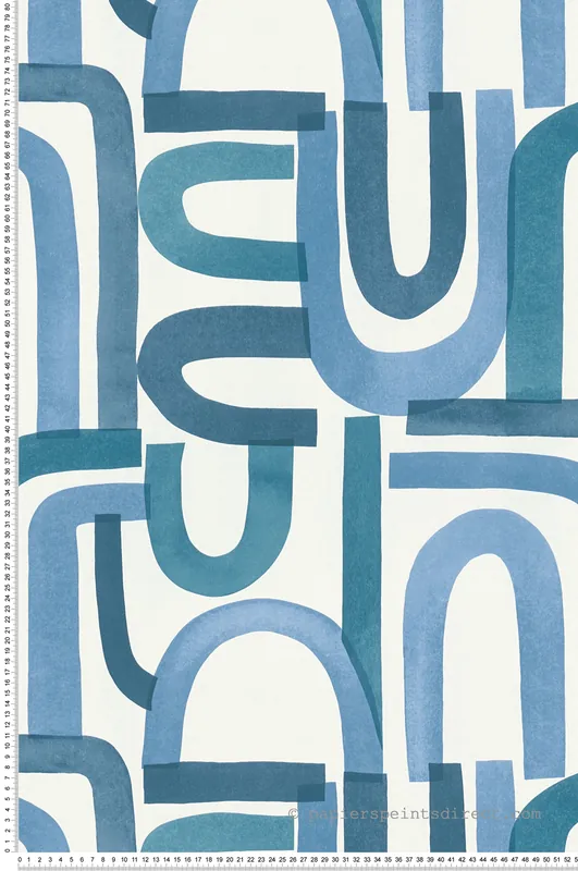 Satisfait Ou Remboursé Papier peint Graphique Arc Vertigo bleu - Abaca de Lutèce Réf. LTC-51232201