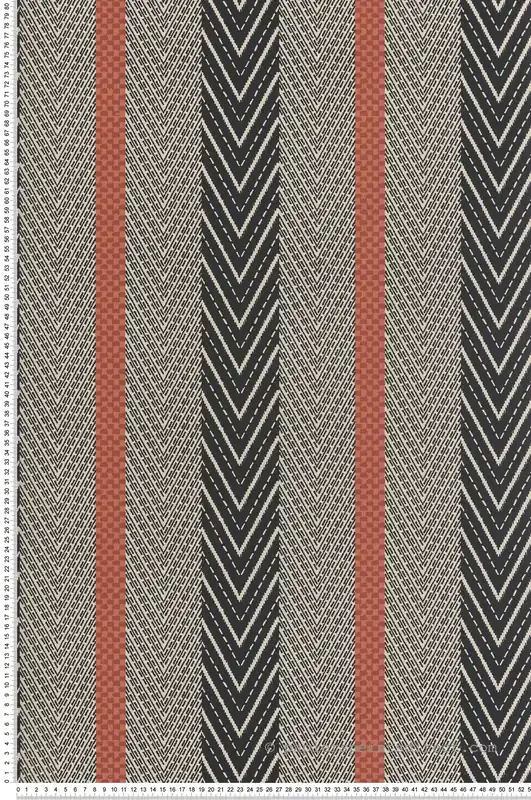 Papier peint Rayure Chevron Sagitta noir terracotta - Irisa d‘Osborne & Little Réf. OSB-W7856-01 Vente Directe