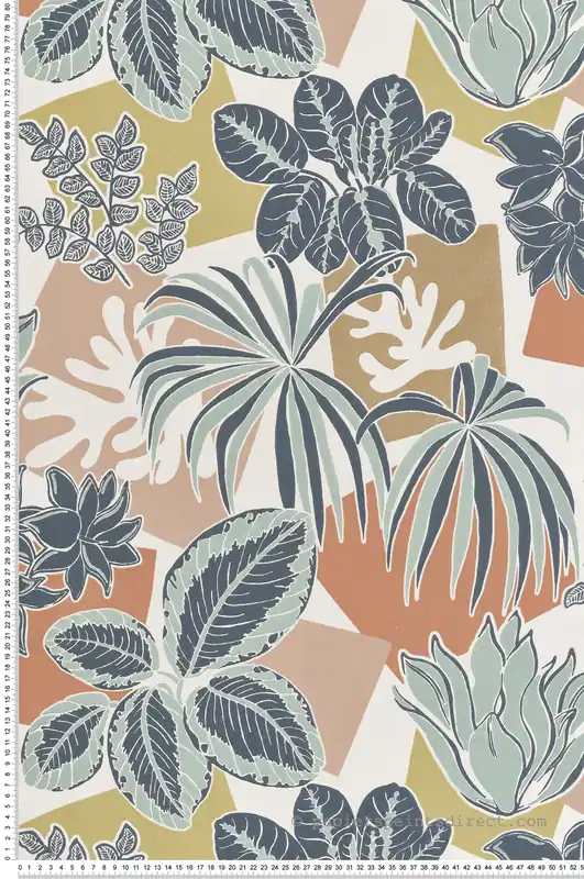 Offre Exclusive Papier peint Plante Géométrique Frondoso vert d‘eau rose - Irisa d‘Osborne & Little Réf. OSB-W7855-01
