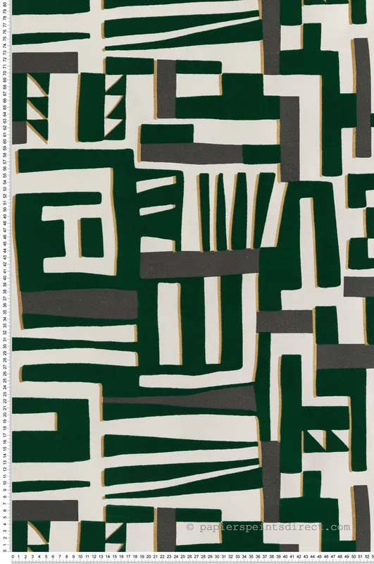 Papier peint Géométrique Zawaya Velours Flock vert sapin - Irisa d‘Osborne & Little Réf. OSB-W7851-04 Vente Directe