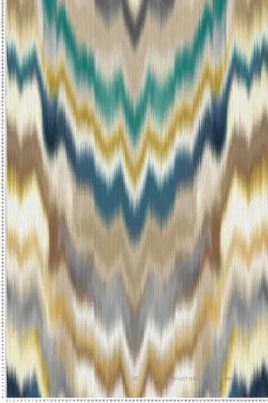 Papier peint Dégradré Ethnique Irisa bleu canard beige - Irisa d‘Osborne & Little Réf. OSB-W7850-04 Prix Cassé