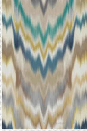 Papier peint Dégradré Ethnique Irisa Grasscloth bleu canard beige - Irisa d‘Osborne & Little Réf. OSB-W7850-03 Vente Flash