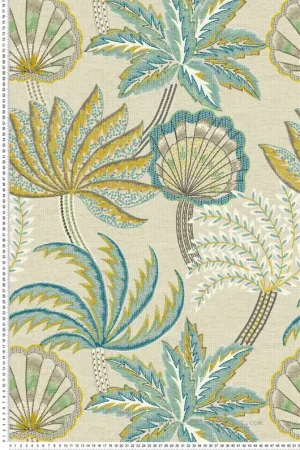 Papier peint Palmier Tropicale Ravenala bleu jaune - Irisa d‘Osborne & Little Réf. OSB-W7857-01 Acheter En Ligne