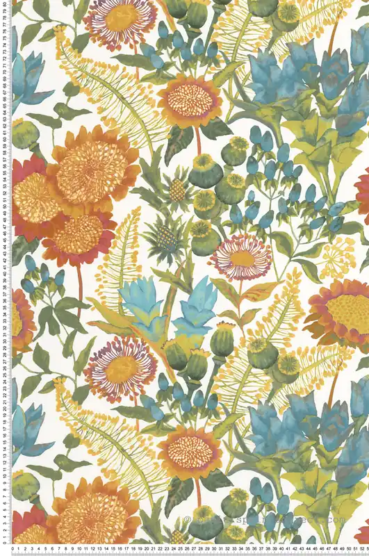 Acheter En Ligne Papier peint Fleur Saint Paul de Vence vert fuchsia - Echappée Belle de Casadéco Réf. ECHA89816472