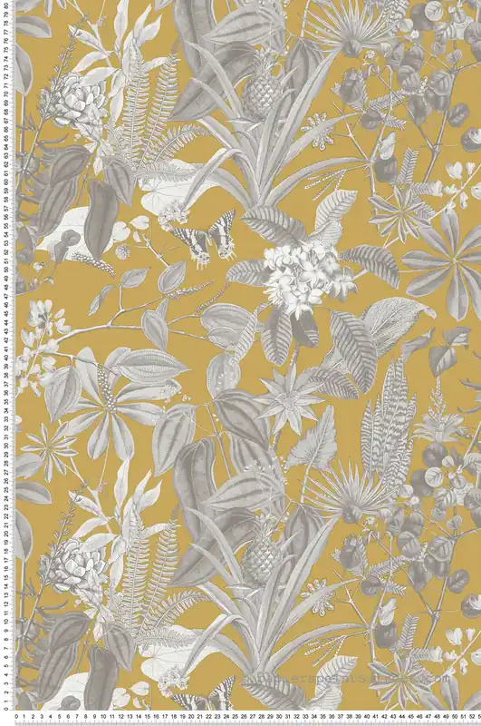 Papier peint Ananas Papillon moutarde - Fidji de Lutèce Réf. LTC-8506-2 Offre Limitée
