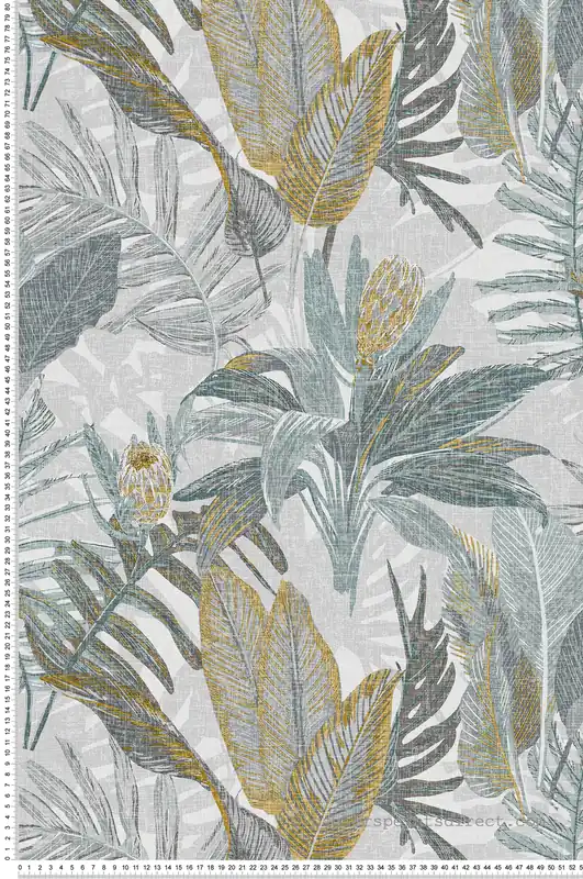 Expédition Rapide Papier peint Feuille Protéa vert de gris - Fidji de Lutèce Réf. LTC-8505-3