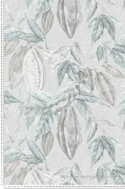 Papier peint Cacao Fève turquoise gris - Fidji de Lutèce Réf. LTC-8500-3 Commander Vite