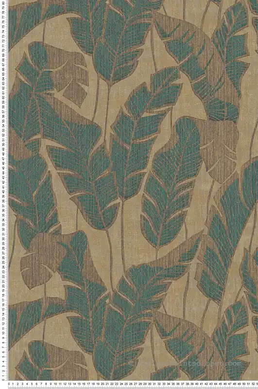 Produit De Marque Papier peint Palme Tabasco bleu canard doré - Jade 2 d‘A.S. Création Réf. AS-395022