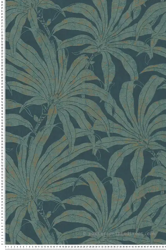 Meilleure Vente Papier peint Palmier Alizea bleu paon métallisé - Jade 2 d‘A.S. Création Réf. AS-395016